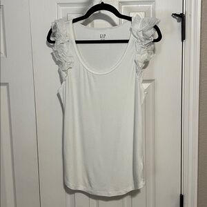 GAP Ivory Ruffle Sleeve Tank Top